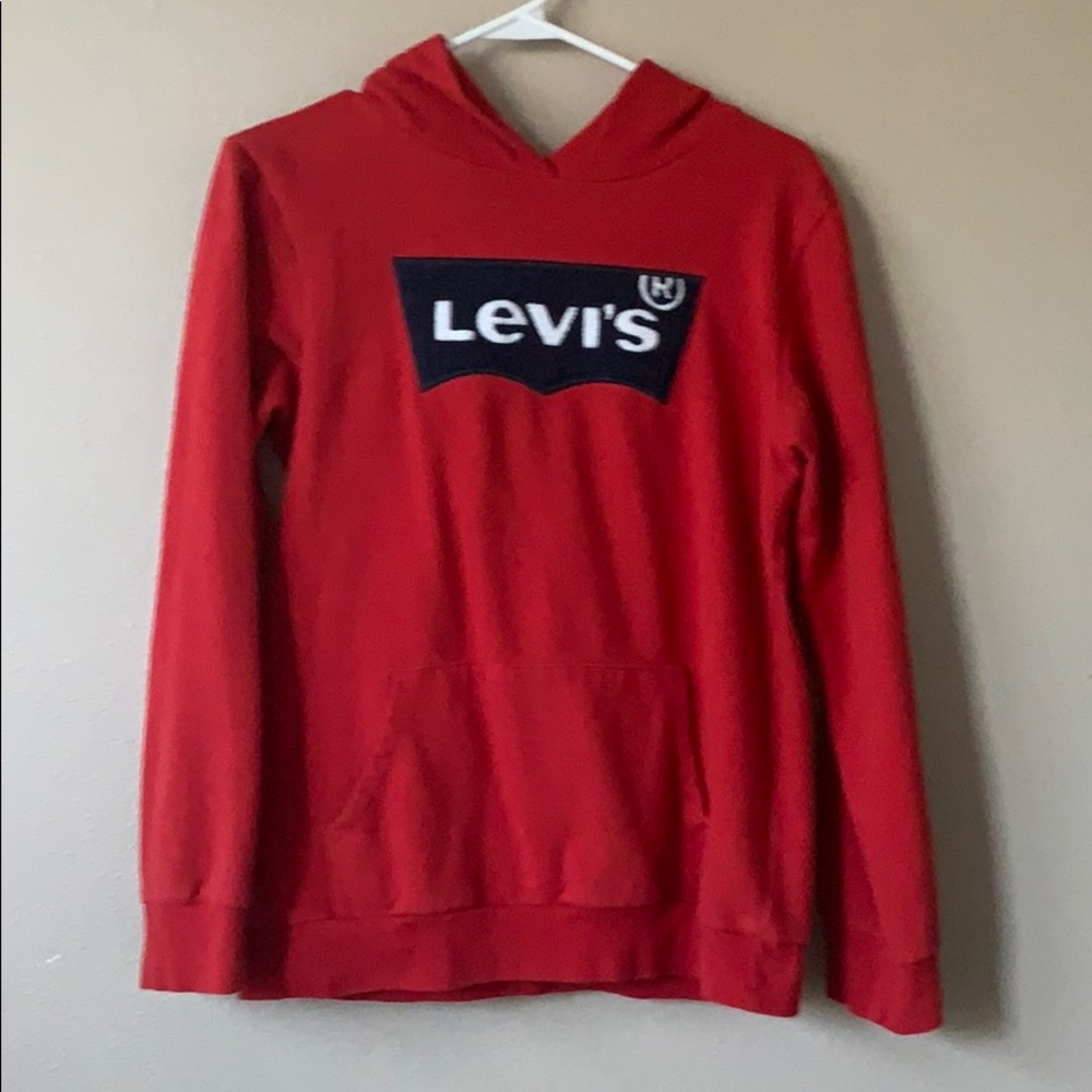 red Levi’s sweatshirt